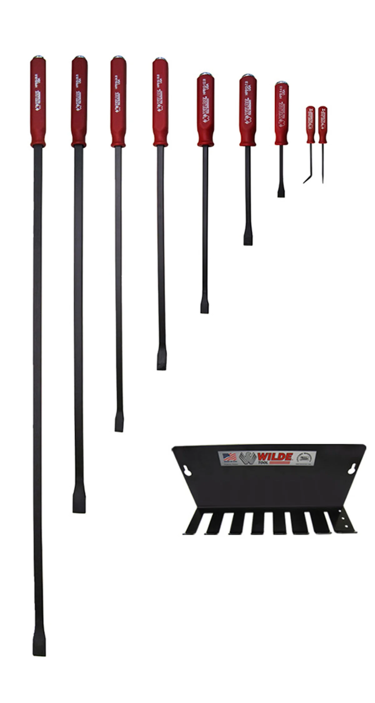 9-Piece Handle Pry Bar Set w/ Rack, HPB9
