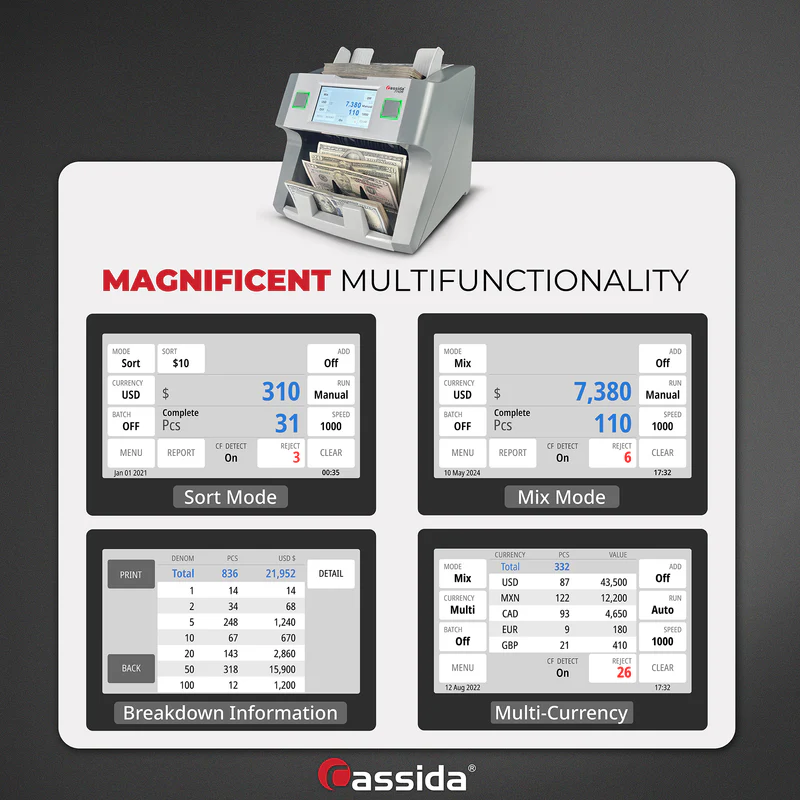 Cassida 7710R Mixed Bill Counter view 3