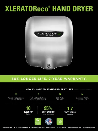 Excel Dryer XLERATOR® XL-BW Hand Dryer - White BMC (Bulk Molded Compound) view 3