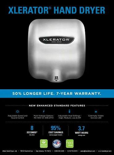 Excel Dryer XLERATOR® XL-SB Hand Dryer - Brushed Stainless Steel view 5