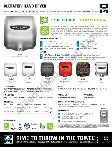 Excel Dryer XLERATOR® XL-SB Hand Dryer - Brushed Stainless Steel view 6
