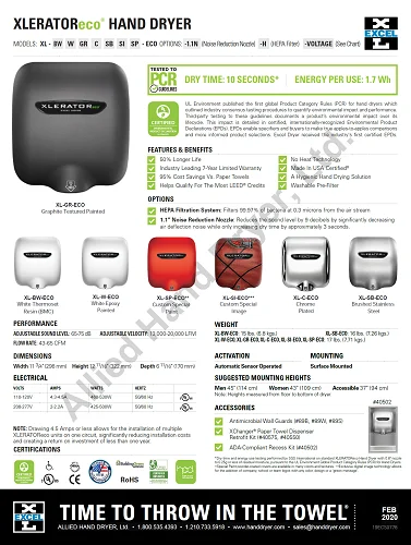 Excel Dryer XLERATOR® XL-SB-ECO (No Heat) Hand Dryer - Brushed Stainless Steel view 2